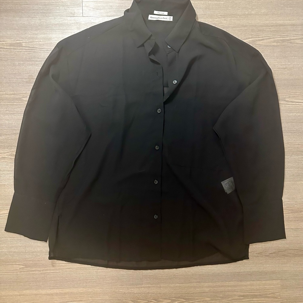 Abercrombie & Fitch Oversized Sheer Button Down Shirt